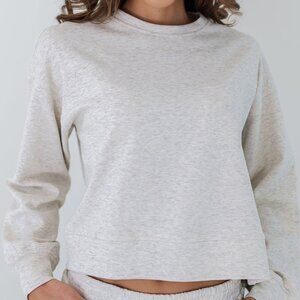 La Miel Oatmeal Cropped Crewneck Sweatshirt | Relaxed Fit